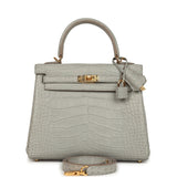 Hermes Kelly Retourne 25 Gris Perle Matte Alligator Gold Hardware - Thumbnail View 1