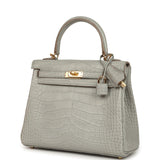 Hermes Kelly Retourne 25 Gris Perle Matte Alligator Gold Hardware - Thumbnail View 5