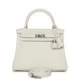 Hermes Kelly Sellier 25 New White Swift Palladium Hardware - Thumbnail View 1