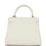 Hermes Kelly Sellier 25 New White Swift Palladium Hardware - Thumbnail View 4