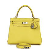 Pre-owned Hermes Kelly Retourne 25 Lime Swift Palladium Hardware - Thumbnail View 1