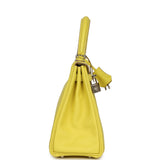 Pre-owned Hermes Kelly Retourne 25 Lime Swift Palladium Hardware - Thumbnail View 3