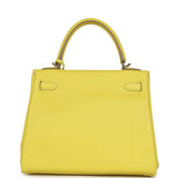 Pre-owned Hermes Kelly Retourne 25 Lime Swift Palladium Hardware - Thumbnail View 4