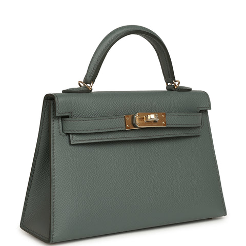 Hermes Kelly Sellier 20 Vert Amande Epsom Permabrass Hardware