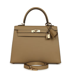 Hermes Kelly Sellier 25 Poussiere Epsom Permabrass Hardware