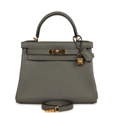 Pre-owned Hermes Kelly Retourne 28 Gris Meyer Evercolor Gold Hardware - Thumbnail View 1