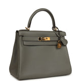 Pre-owned Hermes Kelly Retourne 28 Gris Meyer Evercolor Gold Hardware - Thumbnail View 2