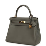 Pre-owned Hermes Kelly Retourne 28 Gris Meyer Evercolor Gold Hardware - Thumbnail View 5