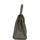 Pre-owned Hermes Kelly Retourne 28 Gris Meyer Evercolor Gold Hardware - Thumbnail View 3