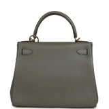 Pre-owned Hermes Kelly Retourne 28 Gris Meyer Evercolor Gold Hardware - Thumbnail View 4