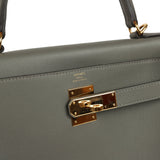Pre-owned Hermes Kelly Retourne 28 Gris Meyer Evercolor Gold Hardware - Thumbnail View 7