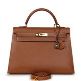 Vintage Hermes Kelly Sellier 32 Gold Epsom Gold Hardware - Thumbnail View 1