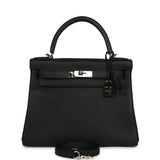 Pre-owned Hermes Kelly Retourne 28 Black Togo Palladium Hardware - Thumbnail View 1