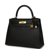 Pre-owned Hermes Kelly Sellier 28 Black Sombrero Gold Hardware - Thumbnail View 5