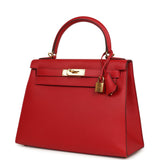 Pre-owned Hermes Kelly Sellier 28 Rouge Casaque Epsom Gold Hardware - Thumbnail View 5