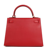 Pre-owned Hermes Kelly Sellier 28 Rouge Casaque Epsom Gold Hardware - Thumbnail View 4
