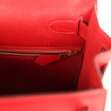 Pre-owned Hermes Kelly Sellier 28 Rouge Casaque Epsom Gold Hardware - Thumbnail View 9