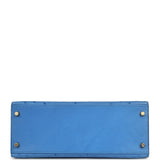 Pre-owned Hermes Kelly Sellier 28 Bleuet Ostrich Gold Hardware - Thumbnail View 6