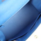 Pre-owned Hermes Kelly Sellier 28 Bleuet Ostrich Gold Hardware - Thumbnail View 8
