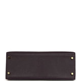Pre-owned Hermes Special Order (HSS) Kelly Sellier 28 Raisin and Gris Perle Chevre Brushed Gold Hardware - Thumbnail View 6