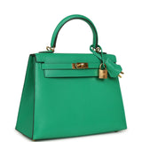 Pre-owned Hermes Kelly Sellier 25 Vert Vertigo Chevre Chamkila Gold Hardware - Thumbnail View 2