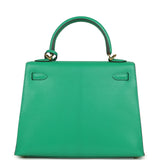Pre-owned Hermes Kelly Sellier 25 Vert Vertigo Chevre Chamkila Gold Hardware - Thumbnail View 4