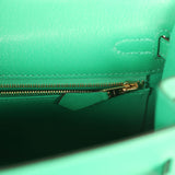 Pre-owned Hermes Kelly Sellier 25 Vert Vertigo Chevre Chamkila Gold Hardware - Thumbnail View 9