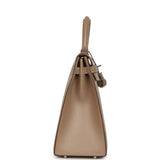 Pre-owned Hermes Kelly Sellier 35 Argile Tadelakt Guilloche Palladium Hardware - Thumbnail View 3