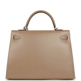 Pre-owned Hermes Kelly Sellier 35 Argile Tadelakt Guilloche Palladium Hardware - Thumbnail View 4