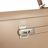 Pre-owned Hermes Kelly Sellier 35 Argile Tadelakt Guilloche Palladium Hardware - Thumbnail View 7
