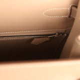 Pre-owned Hermes Kelly Sellier 35 Argile Tadelakt Guilloche Palladium Hardware - Thumbnail View 9