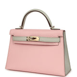 Pre-owned Hermes Special Order (HSS) Kelly Sellier 20 Rose Sakura and Gris Perle Chevre Mysore Permabrass Hardware - Thumbnail View 5