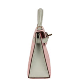 Pre-owned Hermes Special Order (HSS) Kelly Sellier 20 Rose Sakura and Gris Perle Chevre Mysore Permabrass Hardware - Thumbnail View 3