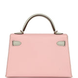Pre-owned Hermes Special Order (HSS) Kelly Sellier 20 Rose Sakura and Gris Perle Chevre Mysore Permabrass Hardware - Thumbnail View 4
