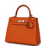 Hermes Kelly Sellier 25 Orange Epsom Palladium Hardware - Thumbnail View 5