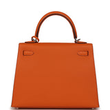 Hermes Kelly Sellier 25 Orange Epsom Palladium Hardware - Thumbnail View 4