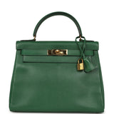 Vintage Hermes Kelly Retourne 28 Vert Benghal Courchevel Gold Hardware - Thumbnail View 1