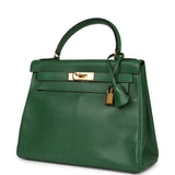 Vintage Hermes Kelly Retourne 28 Vert Benghal Courchevel Gold Hardware - Thumbnail View 5