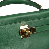 Vintage Hermes Kelly Retourne 28 Vert Benghal Courchevel Gold Hardware - Thumbnail View 7