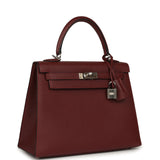 Pre-owned Hermes Kelly Sellier 25 Rouge H Epsom Palladium Hardware - Thumbnail View 2
