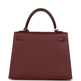 Pre-owned Hermes Kelly Sellier 25 Rouge H Epsom Palladium Hardware - Thumbnail View 4