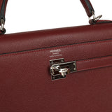 Pre-owned Hermes Kelly Sellier 25 Rouge H Epsom Palladium Hardware - Thumbnail View 7