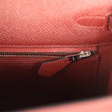 Pre-owned Hermes Kelly Sellier 25 Rouge H Epsom Palladium Hardware - Thumbnail View 8