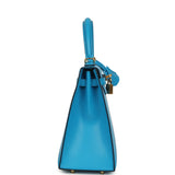 Hermes Kelly Sellier 25 Bleu Frida Chevre Mysore Gold Hardware - Thumbnail View 3