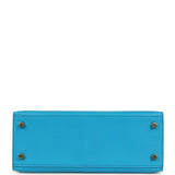 Hermes Kelly Sellier 25 Bleu Frida Chevre Mysore Gold Hardware - Thumbnail View 6