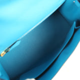 Hermes Kelly Sellier 25 Bleu Frida Chevre Mysore Gold Hardware - Thumbnail View 8