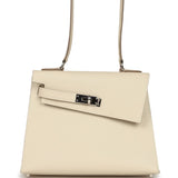 Pre-owned Hermes Kelly Sellier en Desordre 20 Craie Epsom Palladium Hardware - Thumbnail View 2