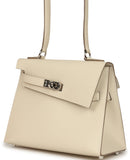 Pre-owned Hermes Kelly Sellier en Desordre 20 Craie Epsom Palladium Hardware - Thumbnail View 6