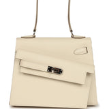 Pre-owned Hermes Kelly Sellier en Desordre 20 Craie Epsom Palladium Hardware - Thumbnail View 1