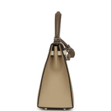 Pre-owned Hermes Kelly Sellier 25 Tri-Color Etoupe, Craie, Trench Epsom Palladium Hardware - Thumbnail View 3